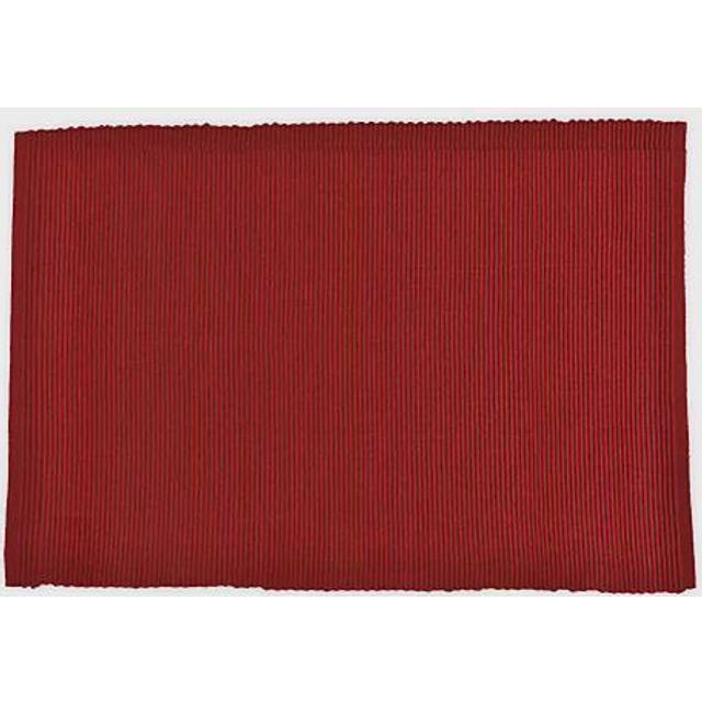 DII Basic Everyday Ribbad bordsskiva 100% bomull, set med bordstabletter, 13 x 19, tangoröd, 6 delar