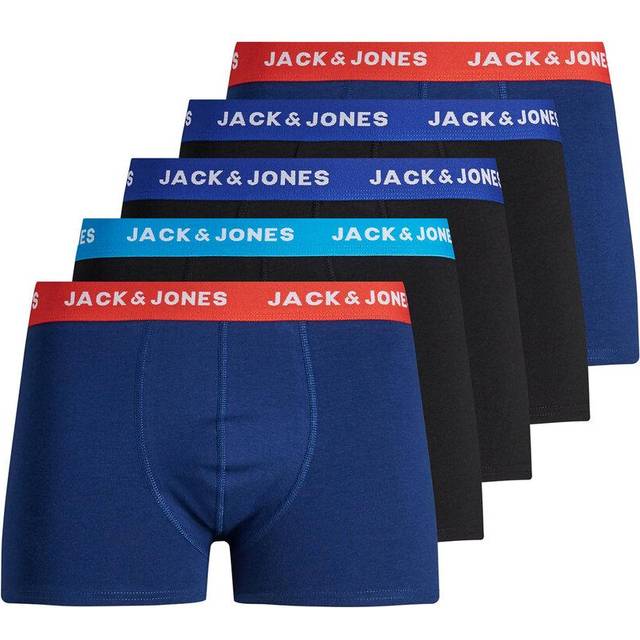 JACK & JONES Herr Trunks 3 boxershorts multipack, Grau (Asphalt detalj: hawaiansk hav och eldig röd), S