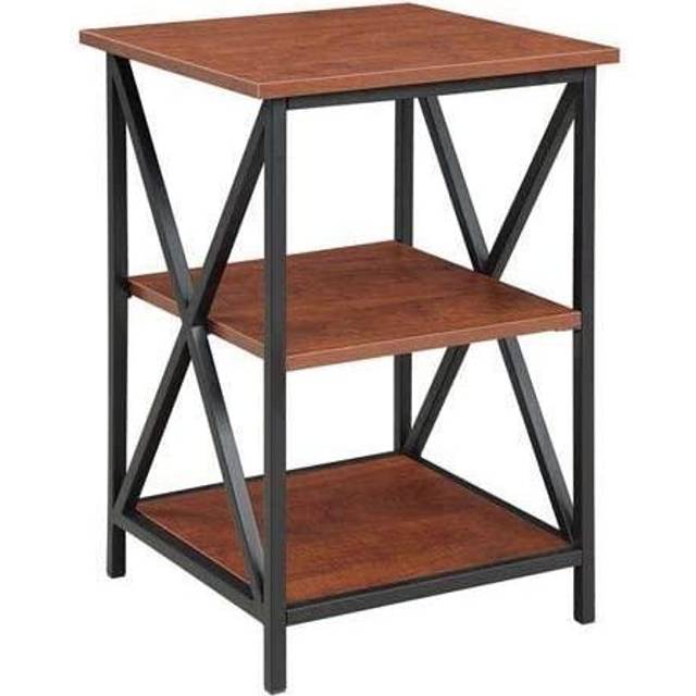 Convenience Concepts Tucson End Table with Shelves  Weathered Gray/Black