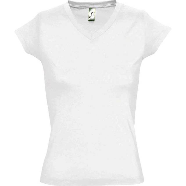 (M, White) SOLs Womens/Ladies Moon V Neck Short Sleeve T-Shirt