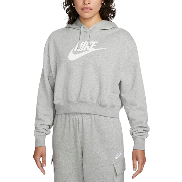Nike, Hoodies, female, Gray, S, Graphic Oversized Crop Hoodie