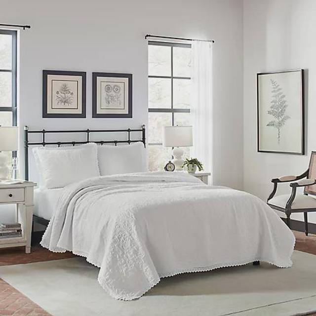 Laura Ashley - King Quilt Set  Lightweight Cotton Bedding with Matching Shams  Home Decor for All Seasons (Heirloom White  King)
