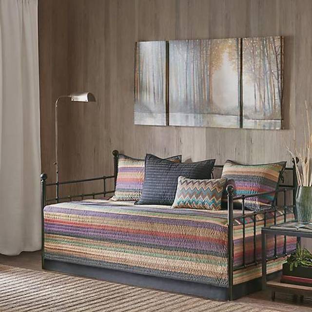 Madison Park Daybed Cover Double Sided Quilting Casual Design All Season Bedding Set with Bedskirt  Matching Shams  Decorative Pillow  75 in x 39 in