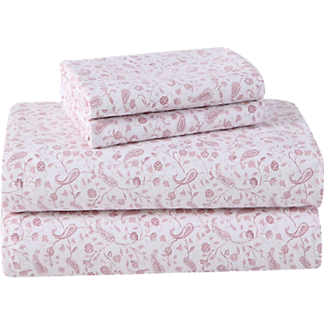 Laura Ashley - Queen Sheet Set  Cotton Flannel Bedding  Brushed for Extra Softness & Comfort (Paisley Prance Pink  Queen)
