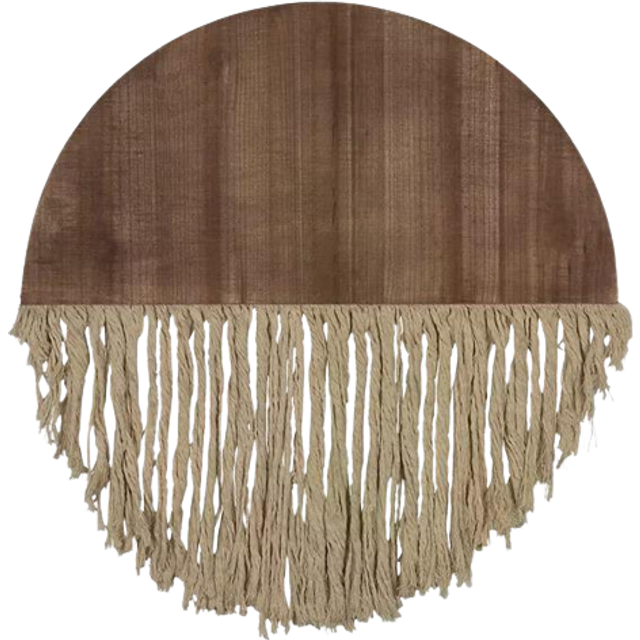 Stratton Home Decor Half Circle Wood Macrame Wall Decor