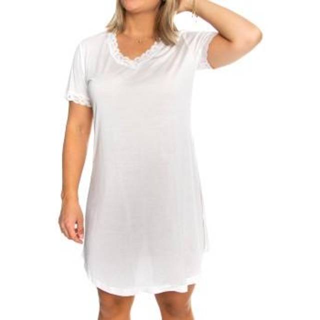 Lady Avenue Silk Jersey Nightgown - Ivory - Small