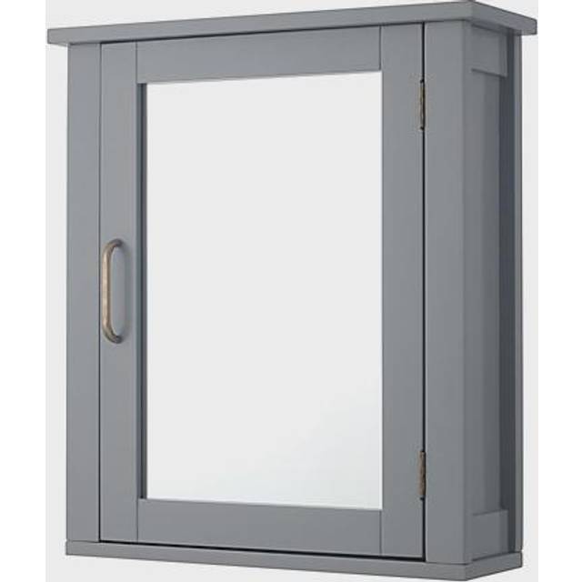 Teamson Home Wooden Mirrored Bathroom Wall Medicine Cabinet With Adjustable Shelf - Grey, Grey