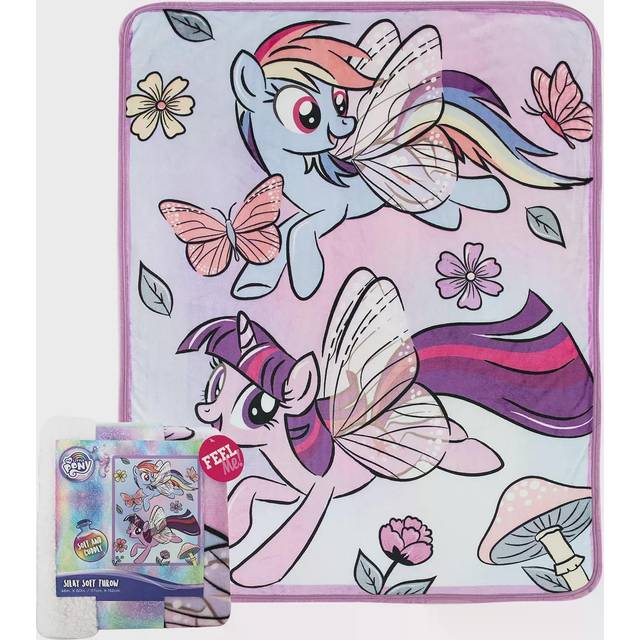 My Little Pony Floral Flight Silk Touch Sherpa Blanket - Purple&#47;Blue&#47;Yellow (One-Size)