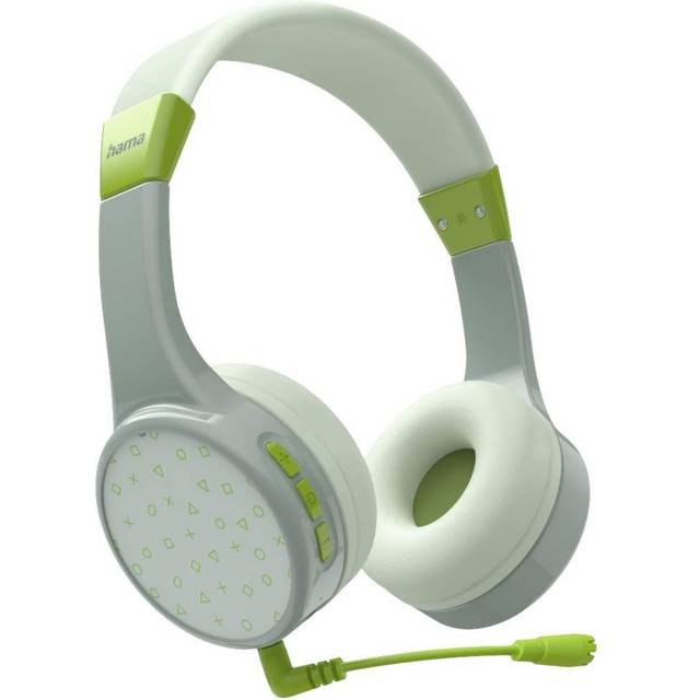 Hama Bluetooth-hörlurar barn (2 mikrofoner, barnhörlurar volymbegränsning 85 dB, flexibelt huvudband justerbar, on-ear hörlurar mjuk stoppning för skola, fritid, hemskolning) grön-mint