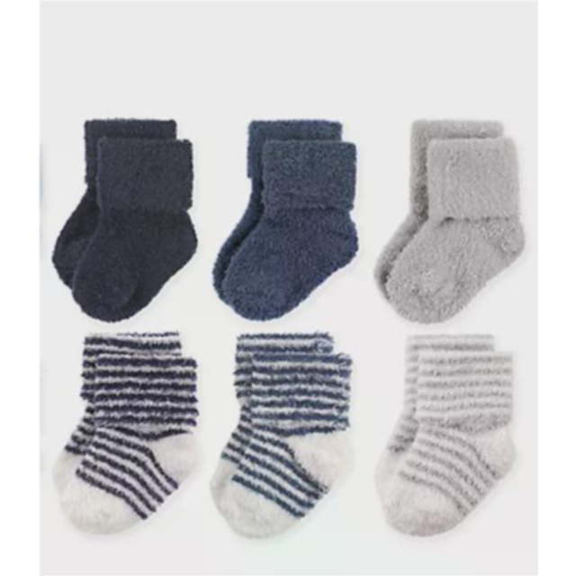 Hudson Baby Unisex Cotton Rich Newborn and Terry Socks  Boy Stripe 8 Pk  12-24 Months US