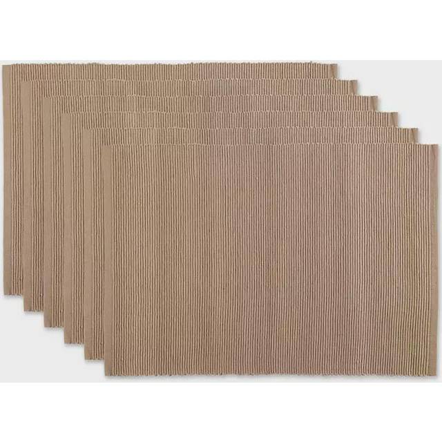 DII Basic Everyday ribbad bordsskiva 100% bomull, set med bordstablett, 13 x 19, sten, 6 delar