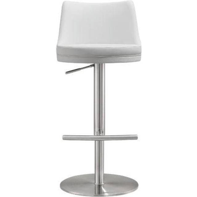 Reagan Adjustable Stool - MDF/Stainless Steel/Vegan Leather - L47.8 x W47 x H106.9 cm - Sea Foam Green/Silver