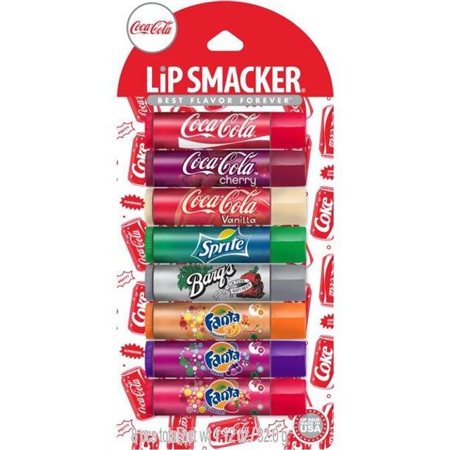 Lip Smacker Coca-Cola Flavored Balm  8 Count  Flavors Coke  Cherry Vanilla Sprite  Root Beer  Orange Fanta  Grape Strawberry Fanta