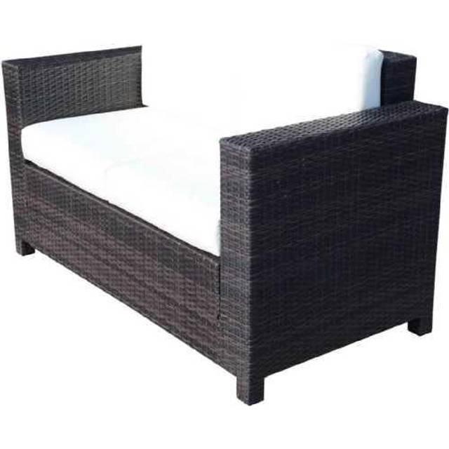 Outsunny 2 Seater Rattan Sofa Wicker Outdoor Furniture Chair - Brown