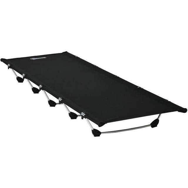 Outsunny Lightweight Aluminium Camping Bed w/ Strong Support 150kg and Carry Bag, Black