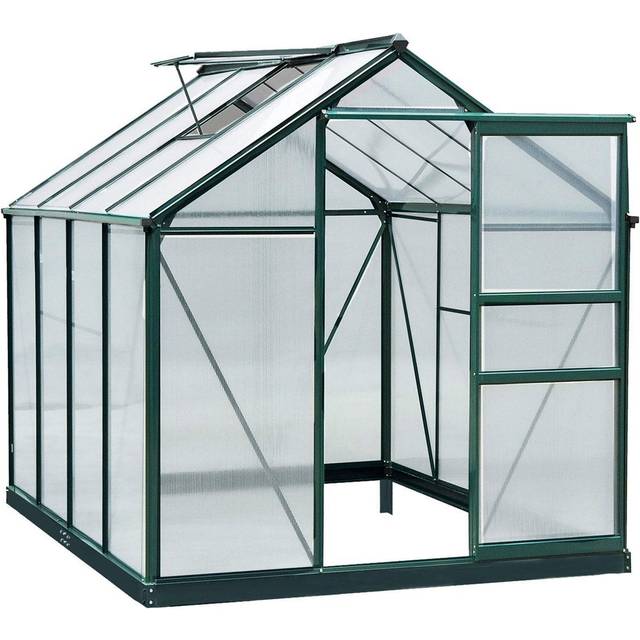 Outsunny 6x8ft Walk-In Polycarbonate Greenhouse Plant Grow Galvanized Aluminium | TJ Hughes