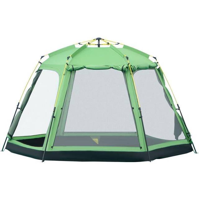 Outsunny 6 Person Pop-Up Camping Tent - Green, Green