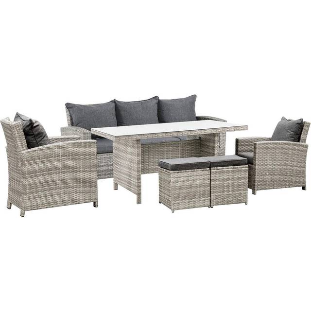Alfresco 7 Seater Rattan Dining Set, Grey