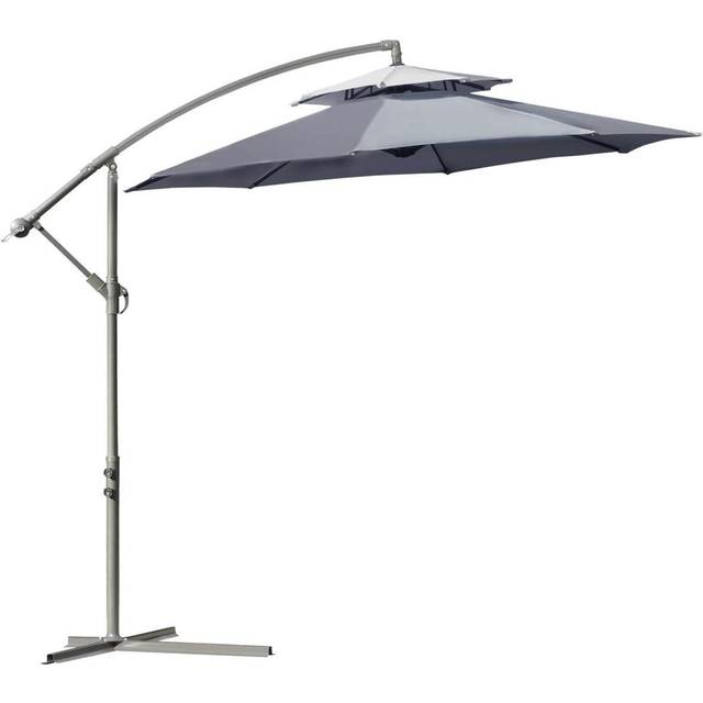 Outsunny 2.7m Cantilever Banana Parasol Outdoor Sun Shade w/ Crank, Green