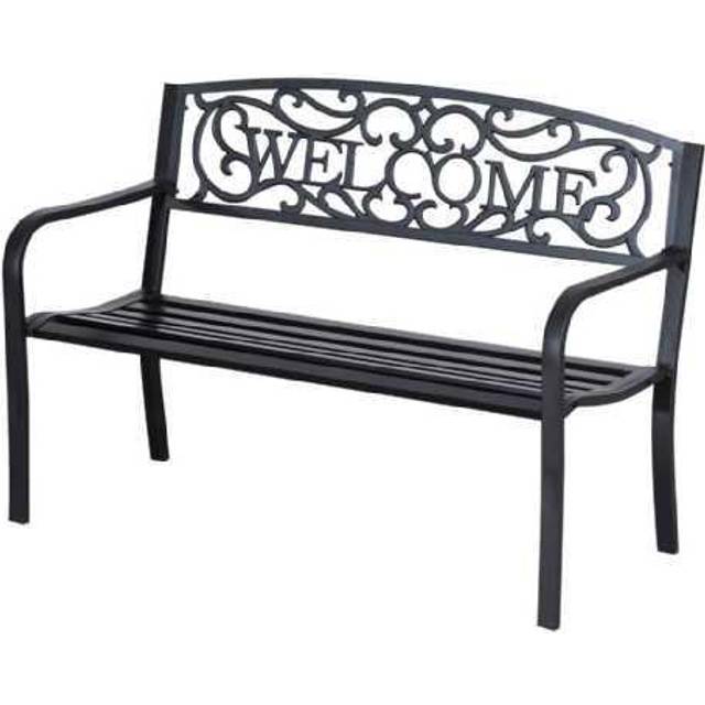 Outsunny Garden Bench Double Seat Park Steel Chair Garden Outdoor Metal Patio | TJ Hughes