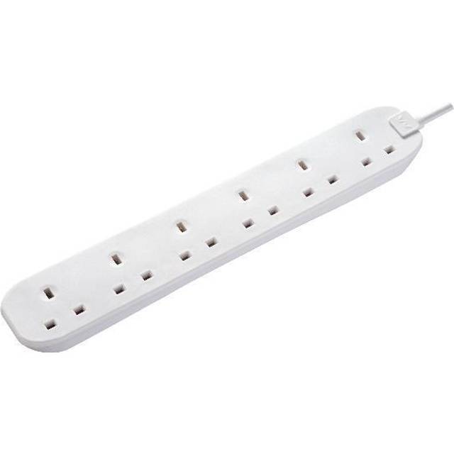 Masterplug Extension Lead 6 Gang White 2M Bsg2N-Mp