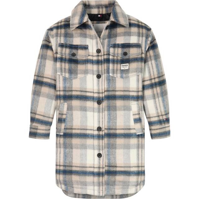 Tommy Hilfiger Jacka - Check Coat - Grey/Petrol Check - Tommy Hilfiger - 10 år (140) - Vinterjacka