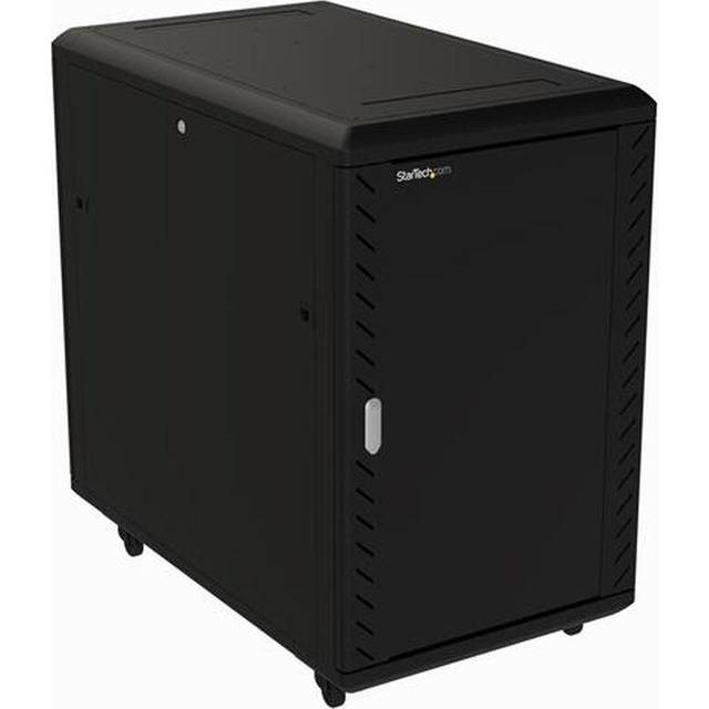 StarTech.com 18U 19" Server Rack Cabinet - 4 Post Adjustable Depth (6-32") Locking Knock Down Network/Computer Equipment Enclosure - Mobile w/Glass Door & Casters - HP ProLiant ThinkServer