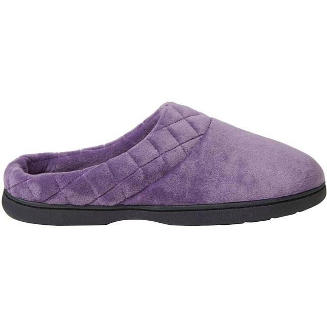 Dearfoams Women's Indoor/Outdoor Memory Foam Darcy Microfiber Velour Clog  Wide Widths Slipper  Smokey Purple  Medium