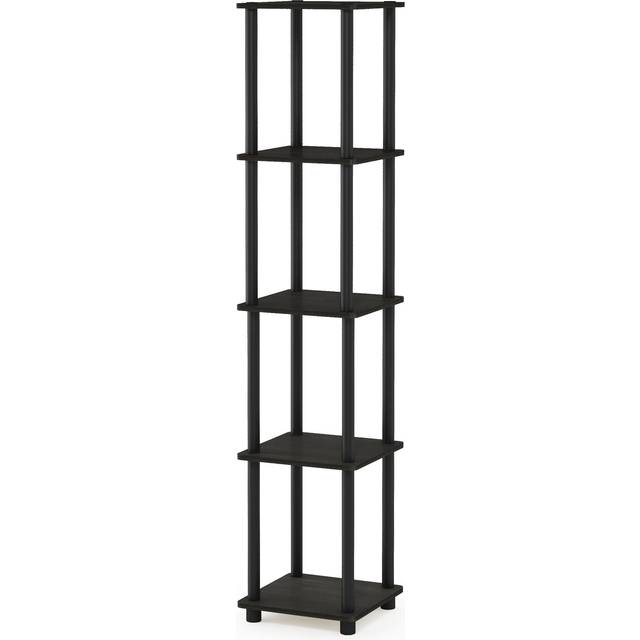 Furinno 99132GYW-BK Turn-N-Tube 5-Tier Corner Square Rack Display Shelf, French Oak Grey & Black