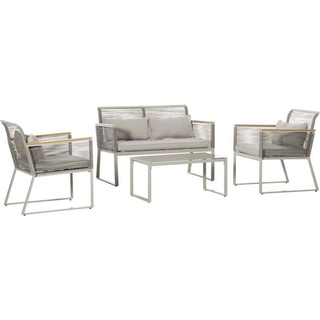 Outsunny 4 PCS Patio PE Rattan Outdoor Sofa Set - Conservatory Furniture Set | TJ Hughes