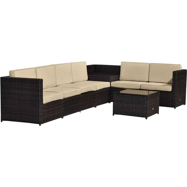 Outsunny 8Pcs Patio Rattan Sofa Set Garden Furniture Side Table w/ Cushion