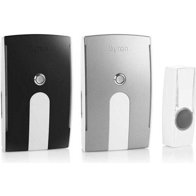 Byron 125m Twin Wireless Doorbell with Portable and Plug-in Flashing Chime BY535