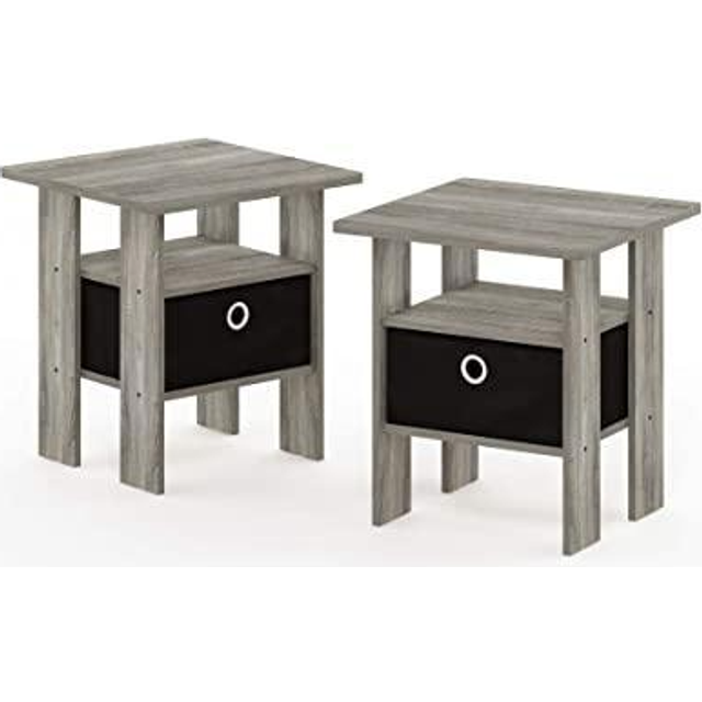 Furinno Andrey Set of 2 End Side Night StandBedside Table with Bin Dra