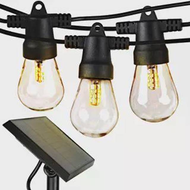 Brightech Ambience Pro Solar Powered Outdoor String Lights, Commercial Grade Waterproof Patio Lights, 48 Ft, Shatterproof - 1W LED, Soft White Light