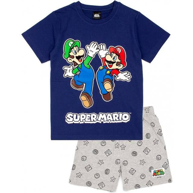 (7-8 Years, Navy/Grey) Super Mario Boys Short Pyjama Set