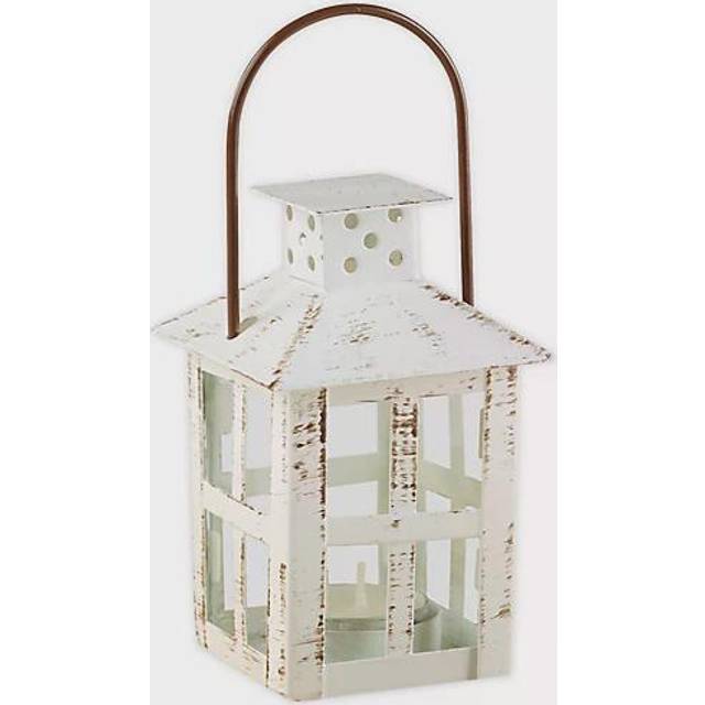 Vintage White Distressed Lantern - Small