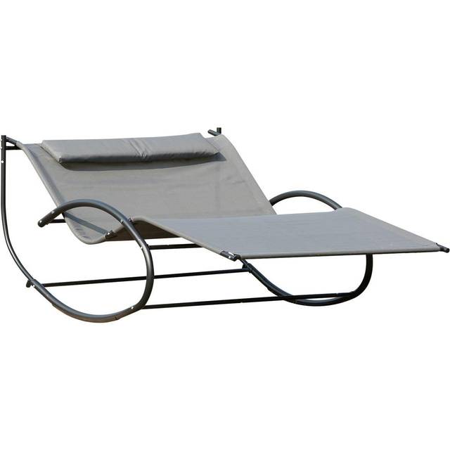 OutSunny Lounge Chair Metal, Textilene fabrics Grey 1,400 x 2,000 x 360 mm