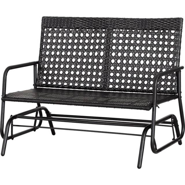 Outsunny - 2 Seater Wicker Glider Bench Chair Rocking Chair Patio Garden Armchair