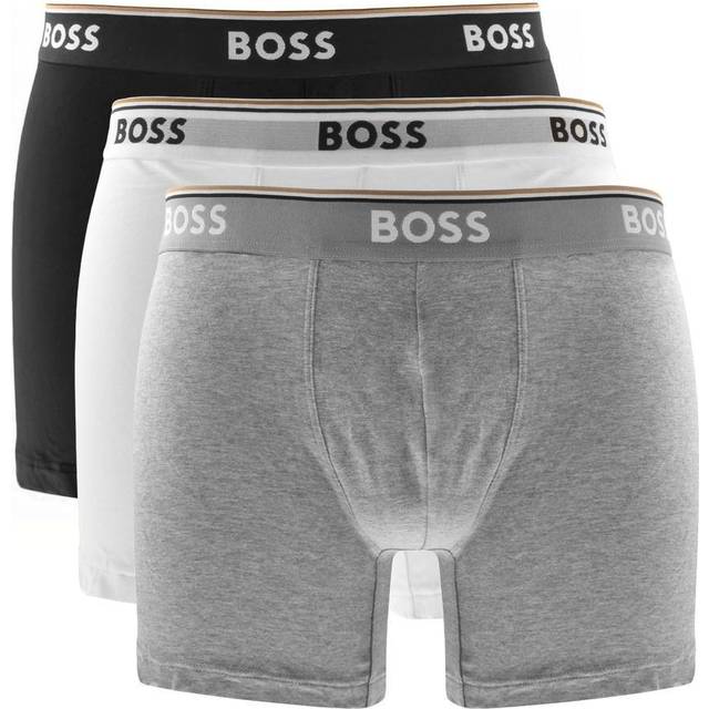 Men's BOSS Orange Power Three Pack Mens Stretch Cotton Boxer Briefs With Logos NOS - White - Size: 35/34/32