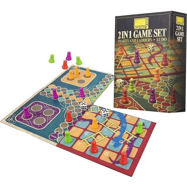 2 in 1 Traditional Board Game Set - Snakes & Ladders and Ludo Folding Board