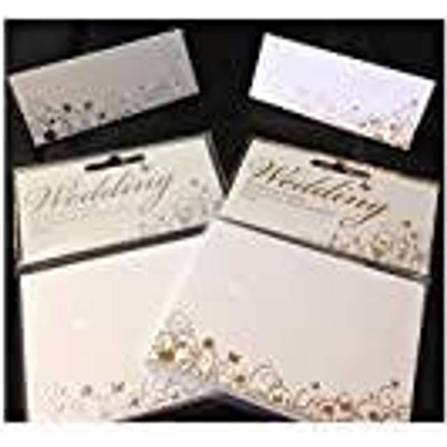 (Gold) Pack of 10 Wedding Paper Place Cards Silver or Gold Butterfly & Flower Design