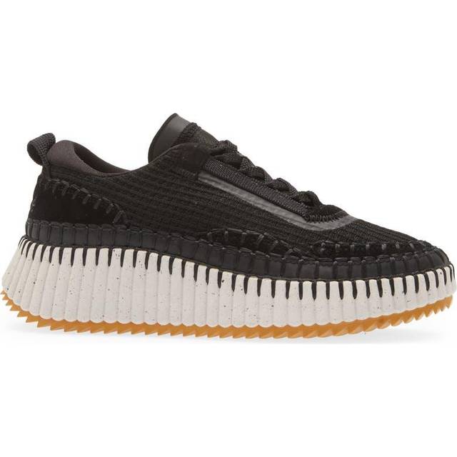 CHLOÉ Nama sneaker Black Size 8.5 70% Polyester, 15% Nylon, 10% Cotton, 5% Thermoplastic polyurethane, Bovine leather