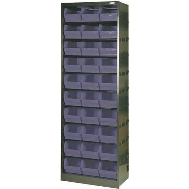 Metal Bin Cupboard With 30 Dark Grey Black Polypropylene Bins