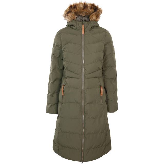 (14, Dark Vine) Trespass Womens Padded Jacket Longer Length Audrey