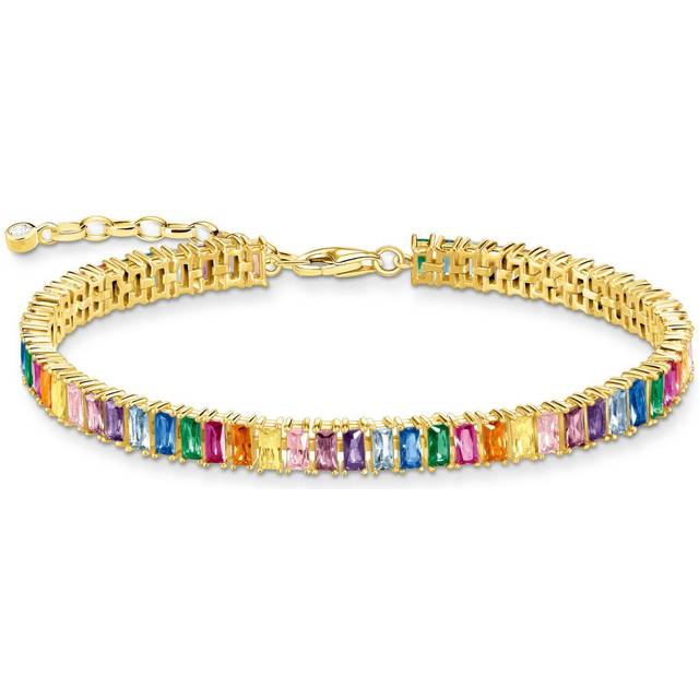 Thomas Sabo | Tennisarmband med färgglad stenar guldpläterad | Guld | 16-19 cm