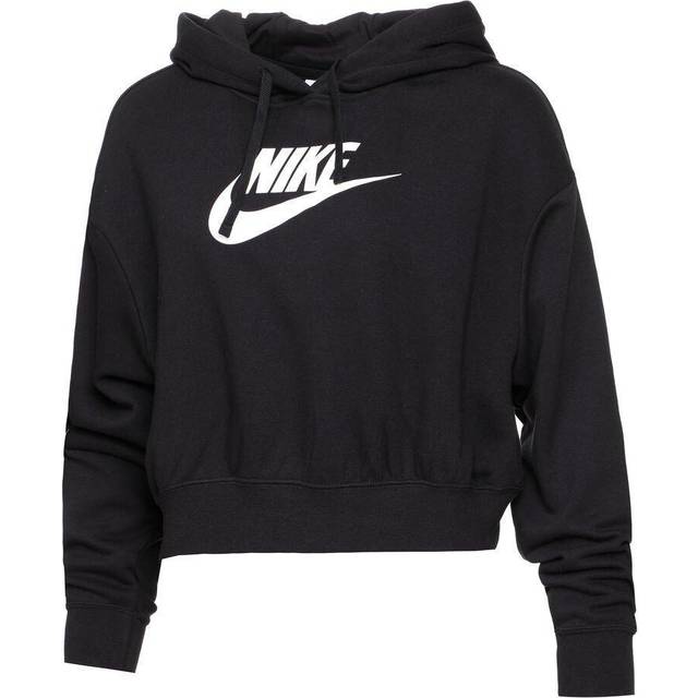 Nike Club Fleece Cropped Hooded Sweatshirt - Black