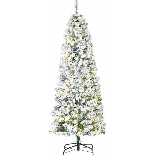 Bon Noel 6Ft Prelit Snow Flocked Christmas Tree with Light Xmas Decoration Green, Green