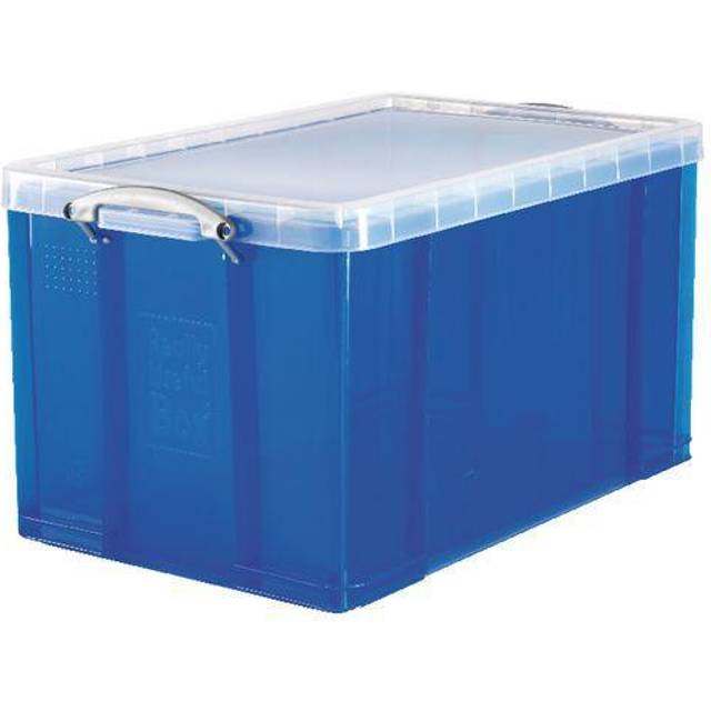 Really Useful Box Plastic Storage 84 Litre Blue, Transparent 440 x 710 x 380 mm