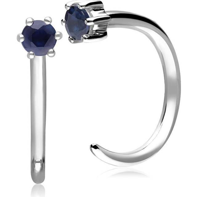 Sapphire Pull Through Hoop Earrings in 9ct White Gold
