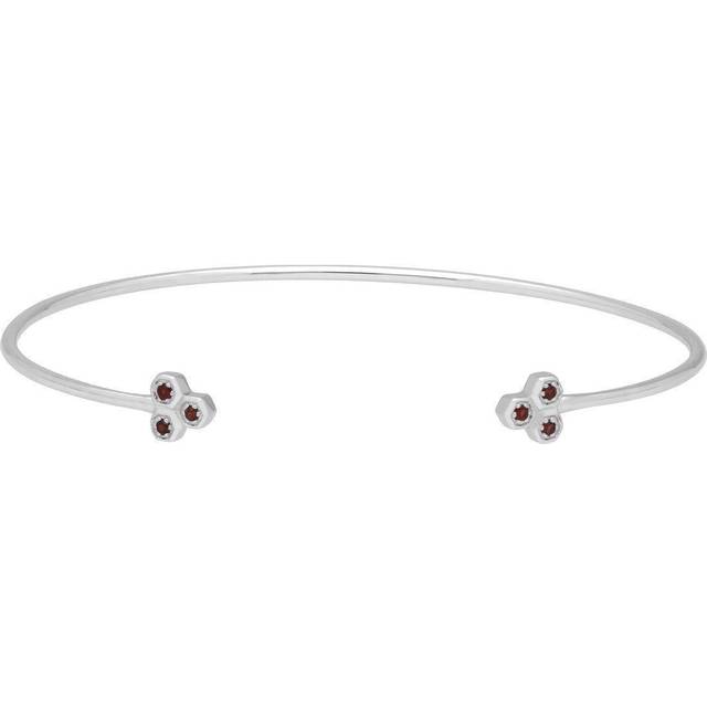 Garnet Trilogy Geometric Bangle in 9ct White Gold - Red